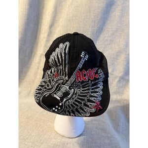 AC/DC Men's Black and Red Hat W/Angel Guitar NO FLAWS/MINT/NWOT